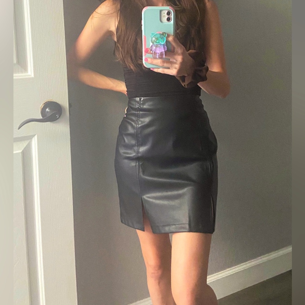 Black Faux leather skirt